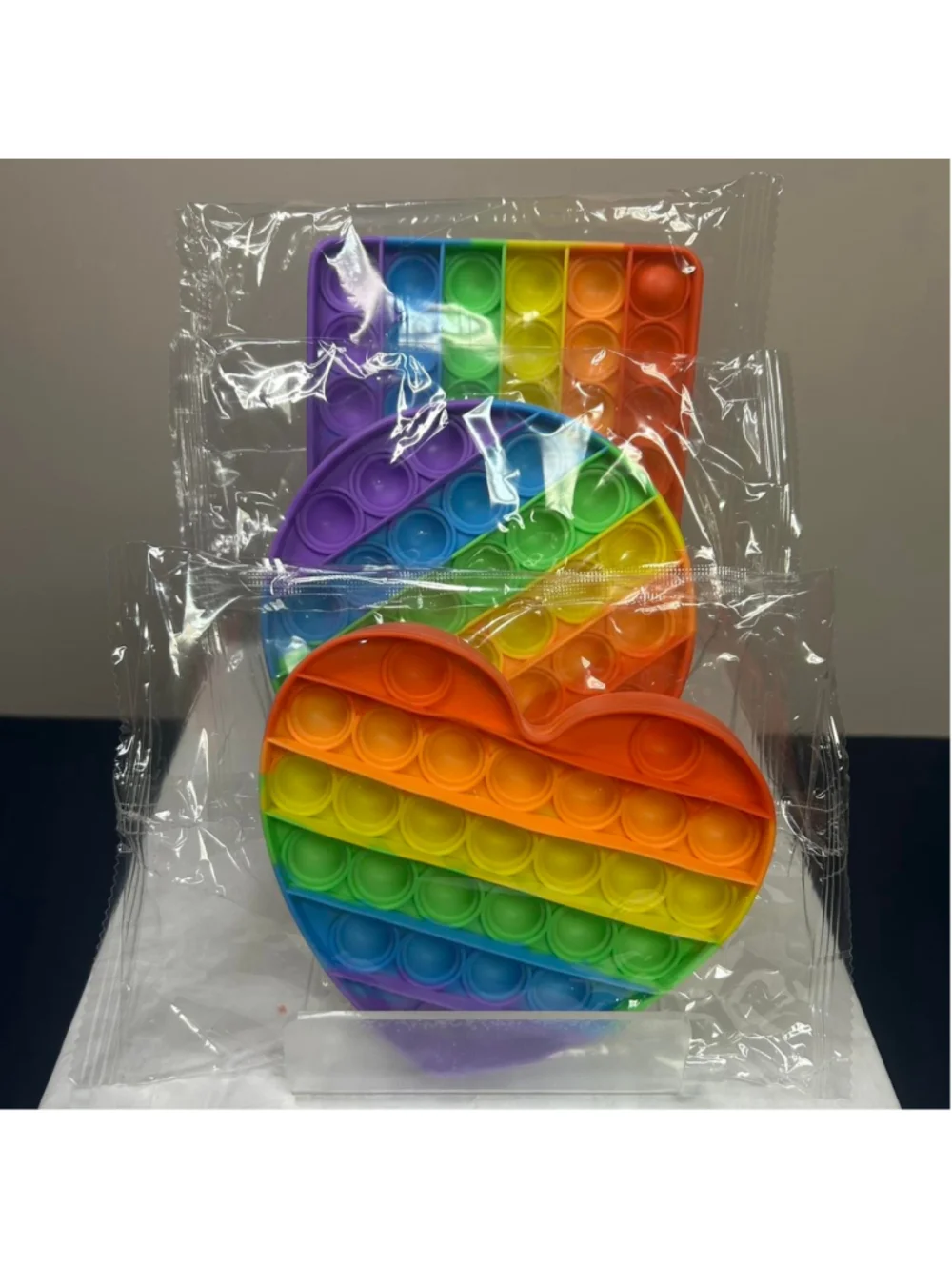 Rainbow heart, square, circle pop it toy (pack of 3) #fidgettoy #kids